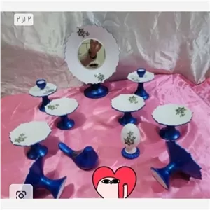 هفتسین سفالی پایه دار رنگ آبی نفتی،فیروزه ای رنگ سال1405 مبلمونسرا مدل 206692