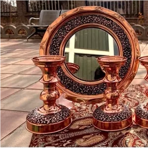 آینه و شمعدان مسی سفره هفت سین نوروز نانو ارسال رایگان مبلمونسرا مدل 207478