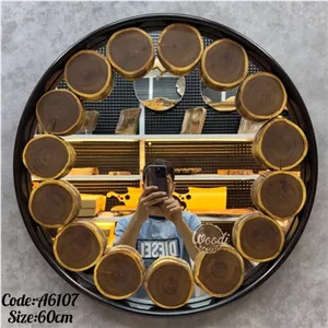 آینه روستیک قطر 60 سانت چوب سنجد کد A6107 مبلمونسرا مدل 208346