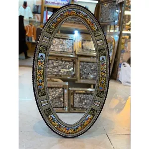 آینه بیضی مینیاتور چوگان و خاتمکاری 95 58 مبلمونسرا مدل 208514