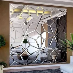 آینه دکوراتیو طرح ستاره ای در 6رنگ نقره ای شامپاینی مسی طلایی دودی و صورتی مبلمونسرا مدل 262896