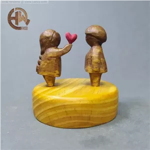 مجسمه چوبی فسقلی های عاشق. کادویی و تزیینی. دکوری. مناسبتی. اچ وود مبلمونسرا مدل 251860