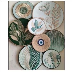 ست دیوارکوب سفال تکسچر مدرن تابلو بشقاب سفالی نقاشی هنری دستساز صنایع دستی مبلمونسرا مدل 268050