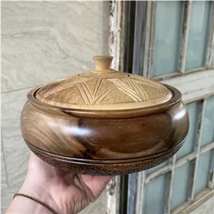 آجیل و شکلات خوری شکلاتخوری چوبی منبت شده گردو مبلمونسرا مدل 273565 
