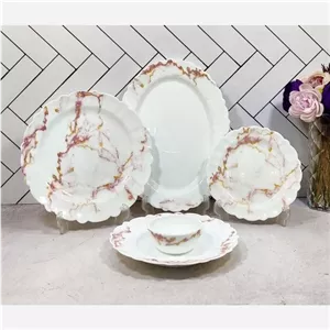 سرویس آرکوپال 25 پارچه طرح اونیکس سنگی صورتی مبلمونسرا مدل 290722