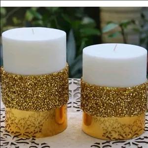 شمع استوانه ای نگین دار مبلمونسرا مدل 284648