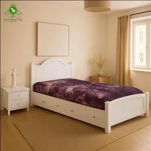 تخت خواب یک و نیم نفره MDF وکیوم مدل روژان عرض 120 با کشو بدون تشک مبلمونسرا مدل 225894
