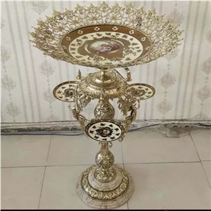 میوه خوری کنار سالنی میوه خوری پایه دار آجیل خوری برنزی فرشته ملکه مبلمونسرا مدل 264767 