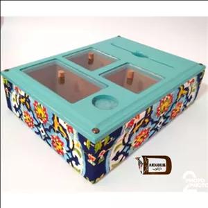 تیبگ دمنوش و آجیل چوبی با پارچه مخمل مبلمونسرا مدل 273448