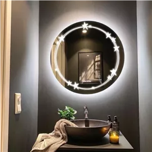 آینه بک لایت گرد طرح دار ستاره مبلمونسرا مدل 260790