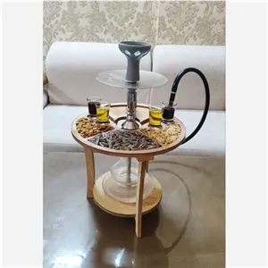 سینی مزه متحرک دوطبقه سینی مزه چوبی چرخشی مزه خوری گردون دوطبقه استند مزه پایه دار مبلمونسرا مدل 260119