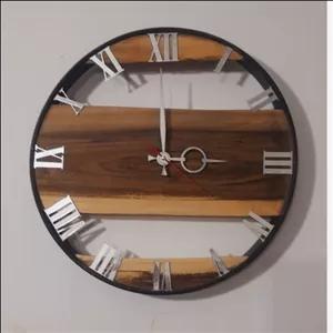 ساعت روستیک چوب گردو قطر37 مبلمونسرا مدل 238656