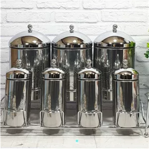 سرویس جا ادویه استیل براق درب کروم 8 پارچه گاردنیا سام یت مبلمونسرا مدل 291052