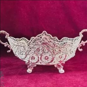 کشکول قایقی پایه بلند ملیله کاری مبلمونسرا مدل 272185