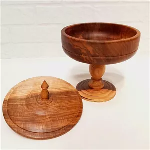 شکلات خوری پایه دار در دار چوبی گردو شکلات خوری چوب گردو پایه دار شکلات خوری پایه دار چوبی گردو ظرف شکلات پایه دار چوب گ مبلمونسرا مدل 296809 