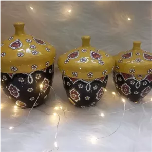 جا ادویه درسه سایز .سفال مینا کاری شده رنگ ثابت قابل شستشو ومصرف مبلمونسرا مدل 292287