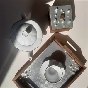 سینی پذیرایی چوبی، چوب روس و رزین مبلمونسرا مدل 275136