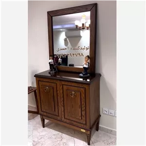 آینه کنسول چوبی فندقی زمرد مبلمونسرا مدل 262472