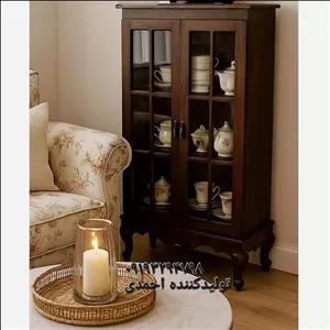 مینی بوفه چوبی فندقی کلاسیک جذاب مبلمونسرا مدل 221250