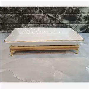 دیس کباب خط طلا سرامیکی با استند چوبی مبلمونسرا مدل 269948