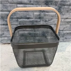سبد فلزی ایکیا مربع دسته بامبو مبلمونسرا مدل 293929