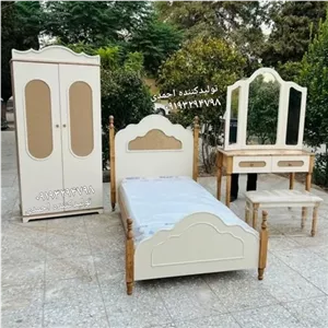 سرویس خواب نوجوان تک نفره حصیری کلاسیک مبلمونسرا مدل 227075