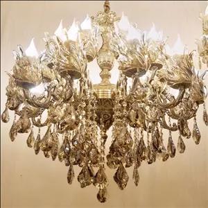 لوستر برنزی 24شعله 12شاخه پرکار و خاص لوستر برنجی مبلمونسرا مدل 244432