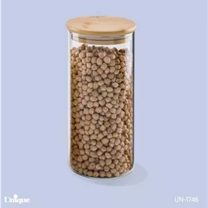 بانکه شیشه ای درب چوبی گرد 20سانت یونیک کد UN-1746 مبلمونسرا مدل 288893