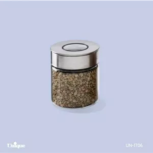 بانکه شیشه ای درب استیل 10سانت یونیک کد UN-1706 مبلمونسرا مدل 294097