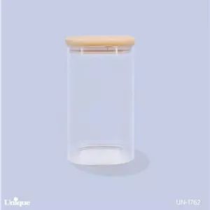 بانکه شیشه ای درب چوبی مربع 17سانت یونیک کد UN-1762 مبلمونسرا مدل 288922