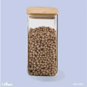 بانکه شیشه ای درب چوبی مربع 20سانت یونیک کد UN-1760 مبلمونسرا مدل 294094