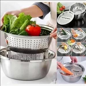 ست آبکش و لگن به همراه رنده استیل Unique Germani مبلمونسرا مدل 288347