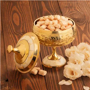 قندان یا شکلات خوری برنج و صدف قلم زنی مبلمونسرا مدل 295917