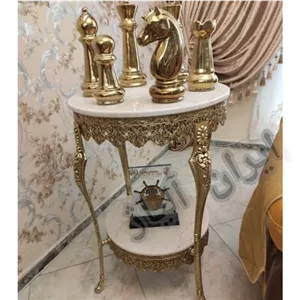 میز دوطبقه آبکاری برنزی مبلمونسرا مدل 220416