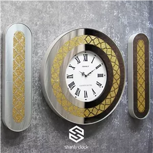 ساعت دیواری آینه ای نگین برنز مبلمونسرا مدل 237298