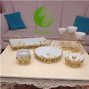 ظروف سنگی برنجی برگ 5تکه مبلمونسرا مدل 272949 