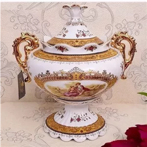 شکلات خوری چینی لمونژ طلایی کم یاب مدل پایه دار خاص ارسال مبلمونسرا مدل 296599 