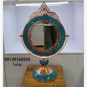 آینه تاجدار فیروزه کوبی گردصنایع دستی پرنسا مبلمونسرا مدل 262235