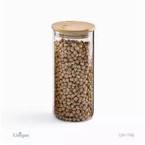 بانکه شیشه ای درب چوبی گرد 20سانت یونیک کد UN-1746 مبلمونسرا مدل 291877