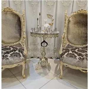 میز خاطره طرح برنزی سرامیک دار مبلمونسرا مدل 219054