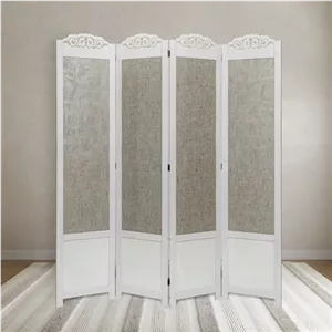 پاراوان پارتیشن چهارلنگه سبک و قابل حمل طوسی و سفید از جنس MDF مبلمونسرا مدل 229627
