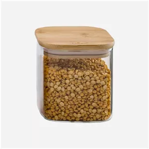 بانکه شیشه ای درب چوبی مربع 10 سانت یونیک کد UN-1764 مبلمونسرا مدل 293072