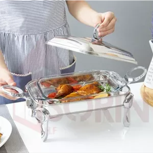 سوفله مرغ بزرگ خاتم استیل نقره ای مبلمونسرا مدل 288506