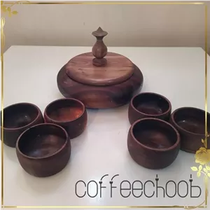 ست آجیل خوری خراطی ساخته شده از چوب گردو مبلمونسرا مدل 265882 