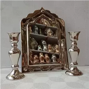 آینه و شمعدان مسی کروم مبلمونسرا مدل 282819