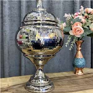 آجیل خوری خمره ای پایه دار کروم مبلمونسرا مدل 265445 