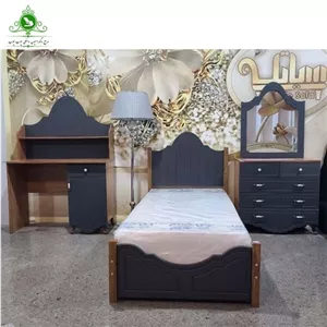 تخت خواب یک نفره MDF وکیوم مدل کیان بدون کشو بدون تشک مبلمونسرا مدل 225125