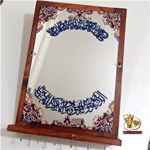 آینه جاکلیدی دیواری شلف دار چوبی با طرح ویترای مبلمونسرا مدل 261026