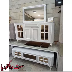 ست زیبای میز تی وی و اینه کنسول ویکتوریا مبلمونسرا مدل 219319