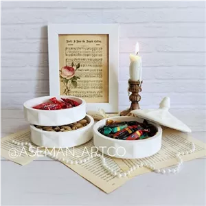 شکلات خوری، قندان و جای تنقلات سه طبقه شیک و جدید در سه رنگ سفید،طرح چوب و مشکی مبلمونسرا مدل 296075